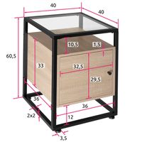 tectake - Nachtkastje Dudley - 40x43x60,5cm - industrieel - lichtbruin - 404683 - thumbnail