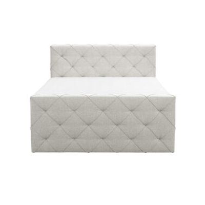 Boxspring met opbergruimte en voetbord Liv geruit - ecru - 160x200cm - Leen Bakker