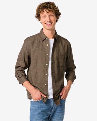 HEMA Herenoverhemd Maurice Flanel Bruin (bruin)