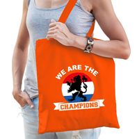 We are the champions supporter cadeau tas oranje voor dames en heren - thumbnail