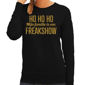 Foute kersttrui/sweater voor dames - Hohoho freak show - zwart - glitter goud