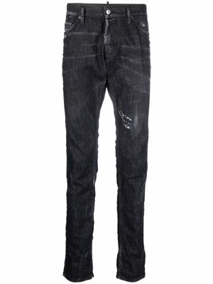 DSQUARED2 jean droit à effet usé - Noir DSQUARED2 jean droit à effet usé - Noir
