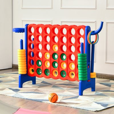 Reuze 4 op een Rij Jumbo 4-Tot-Score Reuze Spelset voor Kinderen & Volwassenen 74 cm Hoog Binnen Buiten Familie Verbind Spel Blauw