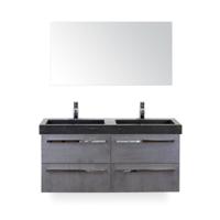 Seville Badmeubelset 120 cm - 4 laden Beton Antrac - Wastafel Hardsteen Wit Lucca - met Spiegel
