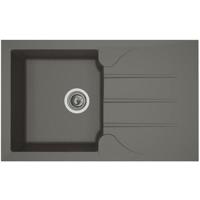 STRADOUR Ingebouwde gootsteen 1 kom + 1 afdruiprek Aloa - Hars - 81 x 50 cm - Beton grijs
