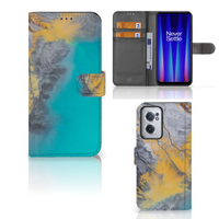 OnePlus Nord CE 2 Bookcase Marble Blue Gold