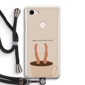 Aggressively drinks coffee: Pixel 3 Transparant Hoesje met koord