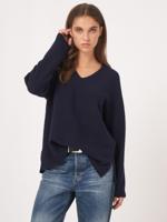 Naadloos gebreide cashmere trui met V-hals