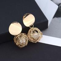 Bal geometrische oorbellen voor vrouwen opknoping Dangle Earrings Drop Earrings(Gold)