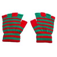 Handschoenen zonder vingers rood groen one size   -