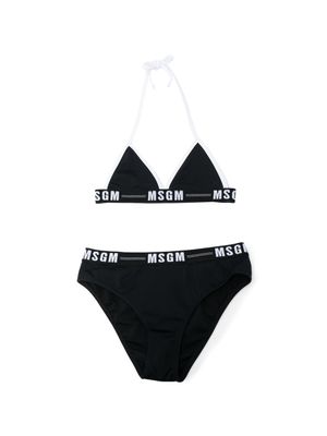 MSGM Kids bikini à logo imprimé - Noir