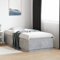 Bedframe met LED-verlichting bewerkt hout betongrijs 90x190 cm
