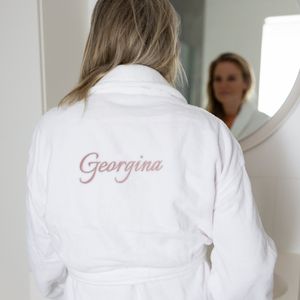 Dames badjas borduren - Wit - S/M