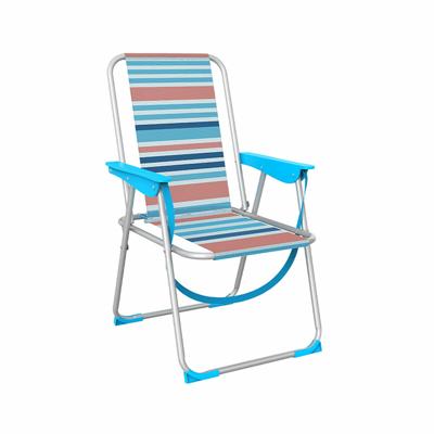 Marbueno Vouwstoel Aluminium Oranje en Blauwe Strepen Strand en Zwembad 53X56X78 cm