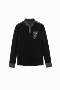 Hybride polo met lange mouwen - BLACK - M