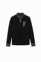 Hybride polo met lange mouwen - BLACK - L