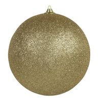 1x Gouden grote kerstballen met glitter kunststof 13,5 cm - Kerstbal - thumbnail