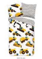 Good Morning Kinderdekbedovertrek "graafmachines" - Geel - (135x200 cm) - Katoen Flanel