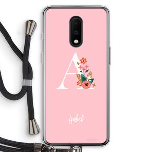 Pink Bouquet: OnePlus 7 Transparant Hoesje met koord