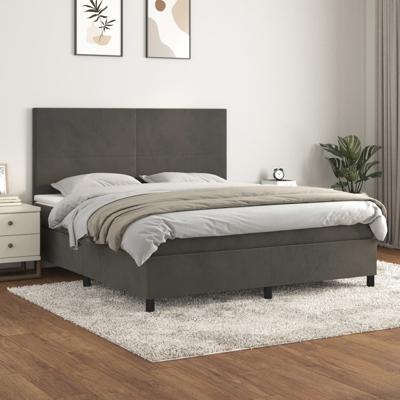 Boxspring met matras fluweel donkergrijs 160x200 cm