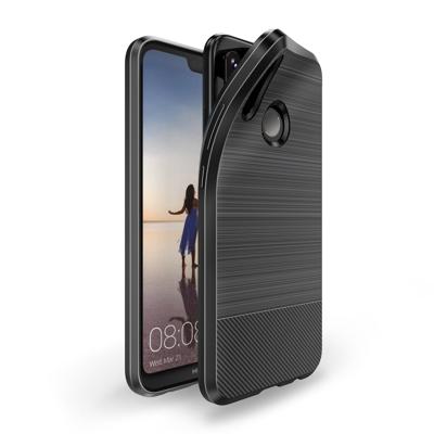 Huawei P20 Lite | TPU Hoesje | Geborsteld Zwart