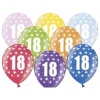 24x stuks verjaardag ballonnen 18 jaar thema met sterretjes