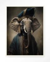 Urban Cotton Wandkleed 'Elephant' 80 x 110cm in Floating Frame - off white