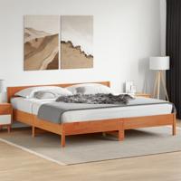 Bedframe zonder matras massief grenenhout wasbruin 200x200 cm