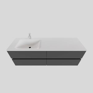 Badkamermeubel Solid Surface BWS Oslo 200x46 cm Mat Antraciet Wasbak Links (1 kraangat, 4 lades)