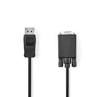 Nedis VGA-Kabel | DisplayPort Male | VGA Male | Vernikkeld | Maximale resolutie: 1080p | 2.00 m | Rond | PVC | Zwart | Doos - CCGB37301BK20