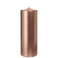 Cilinderkaars/stompkaars - metallic rosé goud - 20 x 7 cm - 103 branduren