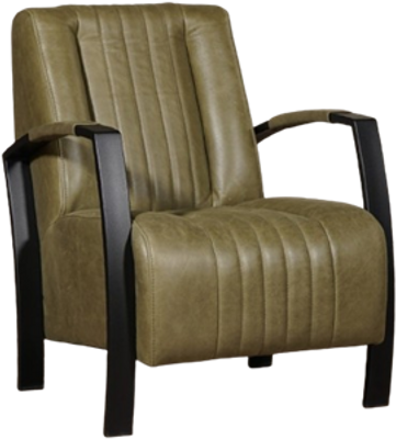 Olijfgroene leren industriële stalen fauteuil Glamour - Vintage Leer Olive (olijfgroen leer)