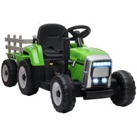 HOMCOM Elektrische kinderauto, kindertractor, inclusief ouderlijke afstandsbediening, maximale snelheid van 6 km/u, groen + zwart