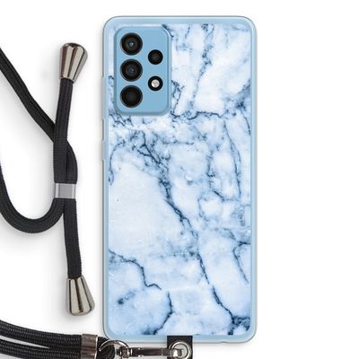 Blauw marmer: Samsung Galaxy A52 Transparant Hoesje met koord