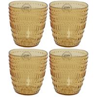 Decoris drinkbekers - Set van 4x stuks - kunststof - geel - 200 ml