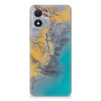 Motorola Moto E13 | TPU | Siliconen hoesje | Marble Blue Gold