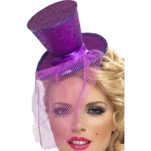 Carnaval verkleed mini hoedje op diadeem - Funny hoge hoed - Paard - Dames