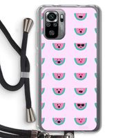 Smiley watermeloenprint: Xiaomi Redmi Note 10S Transparant Hoesje met koord