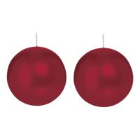 Trend Candles Bolkaars glad - 2x - bordeaux rood - 8 cm - 25 branduren - ronde kaarsen