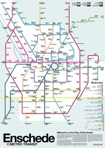 Wandkaart - Stadsplattegrond Enschede Metro Transit Map - Metrokaart |