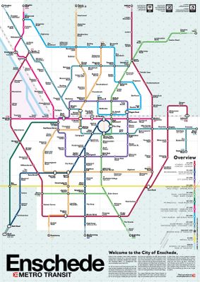 Wandkaart - Stadsplattegrond Enschede Metro Transit Map - Metrokaart | Victor van Werkhoven