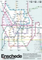 Wandkaart - Stadsplattegrond Enschede Metro Transit Map - Metrokaart |