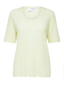 Selected SLFLINEN SS U-NECK TEE B casaul t-shirt dames