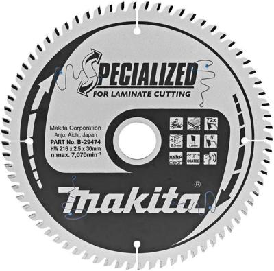 Makita Afkortzaagblad voor Laminaat | Specialized: Laminaat | Ø 216mm Asgat 30mm 72T - B-29474