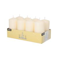 Stompkaarsen/zuilkaarsen set van 8x - crème wit - D5 x H10 cm - 16 branduren