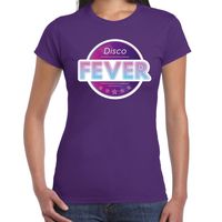 Feest shirt Disco fever seventies t-shirt paars voor dames 2XL  - - thumbnail