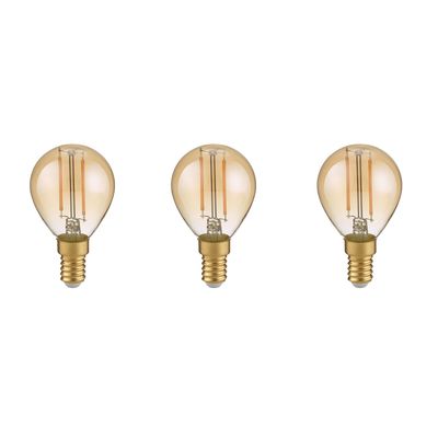 LED Lamp - Filament - Trion Tropin - Set 3 Stuks - E14 Fitting - 2W - Warm Wit-2700K - Amber - Glas