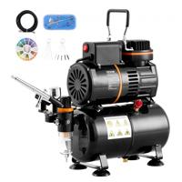 VEVOR airbrushset, luchttankcompressorsysteem met dubbele ventilator en luchtopslagtank van 3,5 liter, airbrushset met airbrush met 0,3 mm punt, beugel, kleurenmengwiel, set schoonmaakborstels, kunstnagelkoekje