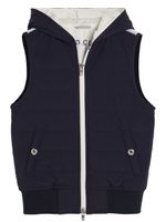 Brunello Cucinelli Kids gilet matelassé à capuche - Bleu