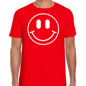 Verkleed T-shirt voor heren - smiley - rood - carnaval - foute party - feestkleding